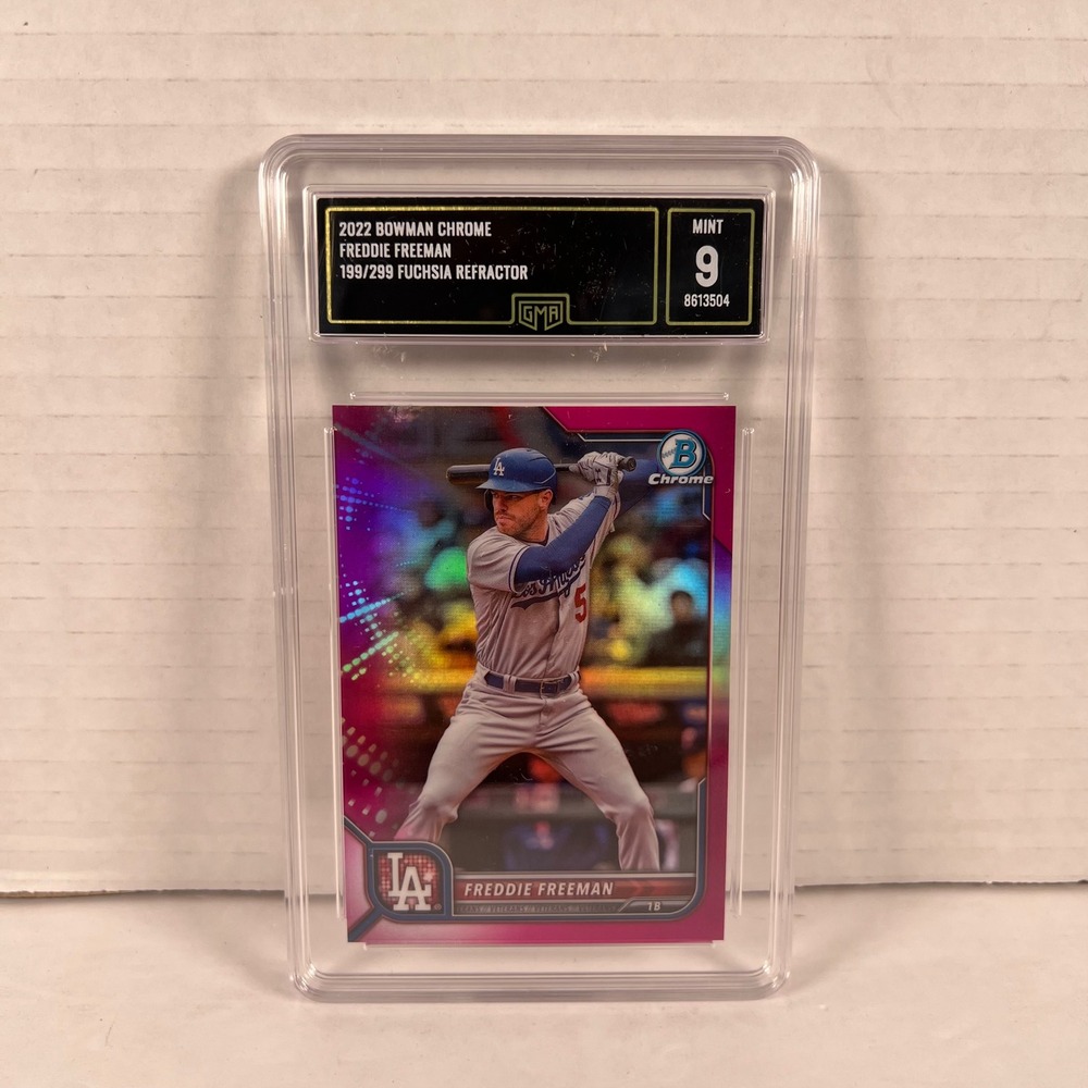 2022 Bowman Chrome Freddie Freeman Fuchsia Refractor 199/299 GMA 9‎ Mint Dodgers